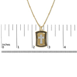 14K Yellow Gold Plated Sterling Silver 1/4 Cttw Diamond Cross Dog Tag Pendant Necklace-4 thumbnail 5
