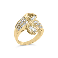 14K Yellow Gold 1 1/3 Cttw Channel Set Diamond Bypass Cocktail Ring (J-K Color, I1-I2 Clarity) - Ring Size 7
