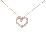 14K Rose Gold Plated Sterling Silver 1/2 Cttw Diamond Open Heart Pendant Necklace-0 thumbnail 1