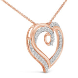 14K Rose Gold Plated Sterling Silver 1/2 Cttw Diamond Open Heart Pendant Necklace-3 thumbnail 4