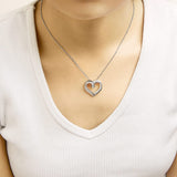 14K Rose Gold Plated Sterling Silver 1/2 Cttw Diamond Open Heart Pendant Necklace-2 thumbnail 3