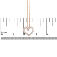 14K Rose Gold Plated Sterling Silver 1/2 Cttw Diamond Open Heart Pendant Necklace