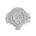 925 sterling silver ring with pear-shaped diamond in triple halo cluster setting