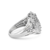 Sterling Silver 1 Cttw Diamond Pear-Shaped Triple Halo Cluster Ring-1 thumbnail 2