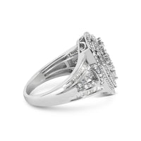 Sterling Silver 1 Cttw Diamond Pear-Shaped Triple Halo Cluster Ring