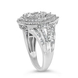 Sterling Silver 1 Cttw Diamond Pear-Shaped Triple Halo Cluster Ring-4 thumbnail 5