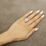 Sterling Silver 1 Cttw Diamond Pear-Shaped Triple Halo Cluster Ring-2 thumbnail 3