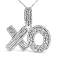 Sterling Silver 1/4 Cttw Diamond Pavé XO Pendant Necklace