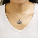 Sterling Silver 1/4 Cttw Diamond Pavé XO Pendant Necklace-2 thumbnail 3