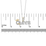 14K Yellow Gold Plated Sterling Silver 1/10 Cttw Diamond “Queen” Nameplate Pendant Necklace-4 thumbnail 5