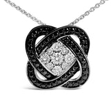 Black Rhodium Plated Sterling Silver Diamond Accent Geometric Knot Pendant Necklace-1 thumbnail 2