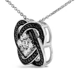 Black Rhodium Plated Sterling Silver Diamond Accent Geometric Knot Pendant Necklace-3 thumbnail 4