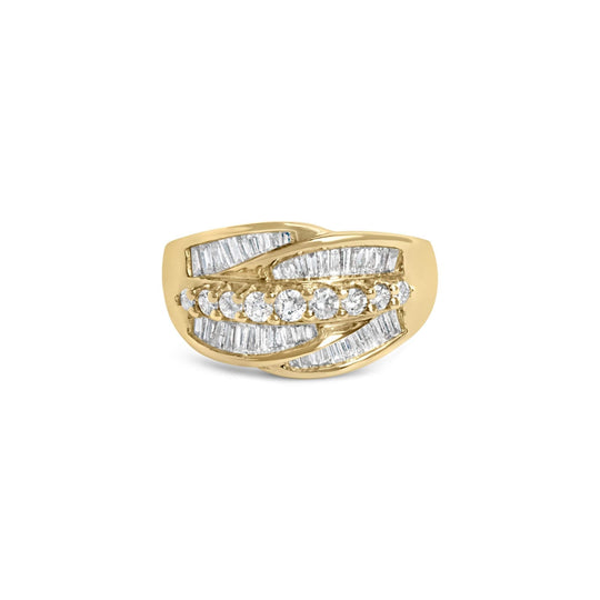 14K yellow gold ring with 5 round diamond stones in a cluster setting