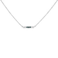 Sterling Silver 1/5 Cttw White and Blue Diamond 6 Stone Bar Necklace