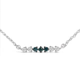 Sterling Silver 1/5 Cttw White and Blue Diamond 6 Stone Bar Necklace-1 thumbnail 2