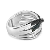 Sterling Silver 1/2 Cttw Black and Blue Diamond Crossover Bypass Ring-1 thumbnail 2
