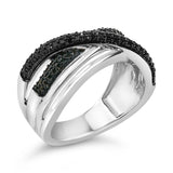 Sterling Silver 1/2 Cttw Black and Blue Diamond Crossover Bypass Ring-3 thumbnail 4