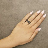 Sterling Silver 1/2 Cttw Black and Blue Diamond Crossover Bypass Ring-2 thumbnail 3