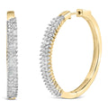 14K Yellow Gold Plated .925 Sterling Silver 1.0 Cttw Baguette Diamond Hoop Earrings-0