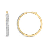 14K Yellow Gold Plated .925 Sterling Silver 1.0 Cttw Baguette Diamond Hoop Earrings-3 thumbnail 4