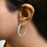 14K Yellow Gold Plated .925 Sterling Silver 1.0 Cttw Baguette Diamond Hoop Earrings-2 thumbnail 3