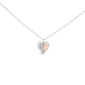 10K rose gold necklace with pave heart diamond two-tone pendant