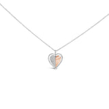 10K Rose Gold Plated Sterling Silver 1/5 Cttw Diamond Two-Tone Heart Pendant Necklace-0 thumbnail 1