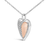 10K Rose Gold Plated Sterling Silver 1/5 Cttw Diamond Two-Tone Heart Pendant Necklace-3 thumbnail 4