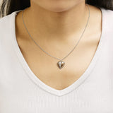 10K Rose Gold Plated Sterling Silver 1/5 Cttw Diamond Two-Tone Heart Pendant Necklace-2 thumbnail 3