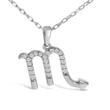 Sterling Silver 1/7 Cttw Diamond Scorpio Zodiac Pendant Necklace-1 thumbnail 2