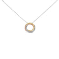 925 tri-tone sterling silver interlocking circle pendant necklace with diamonds