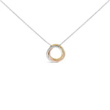 Tri Tone Sterling Silver 1/5 Cttw Diamond Interlocking Circle Pendant Necklace-3 thumbnail 4