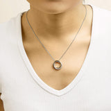 Tri Tone Sterling Silver 1/5 Cttw Diamond Interlocking Circle Pendant Necklace-2 thumbnail 3