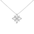 Sterling Silver 1/2 Cttw Diamond Floral Cross Pendant Necklace-0