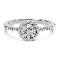 Sterling Silver 1/5 Cttw Diamond Round Motif Halo Ring