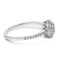 Sterling Silver 1/5 Cttw Diamond Round Motif Halo Ring