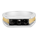 Men's 14K Yellow Gold Plated Sterling Silver 1-1/2 Cttw Black Diamond Channel Set Band Ring-0 thumbnail 1