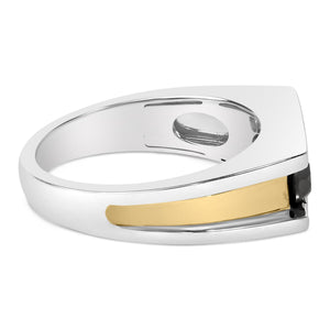 Men's 14K Yellow Gold Plated Sterling Silver 1-1/2 Cttw Black Diamond Channel Set Band Ring-1