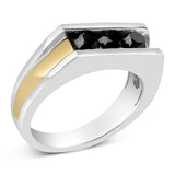 Men's 14K Yellow Gold Plated Sterling Silver 1-1/2 Cttw Black Diamond Channel Set Band Ring-3 thumbnail 4