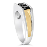 Men's 14K Yellow Gold Plated Sterling Silver 1-1/2 Cttw Black Diamond Channel Set Band Ring-4 thumbnail 5