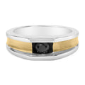 Men's 14K Yellow Gold Plated Sterling Silver 1/2 Cttw Black Diamond Band Ring-0