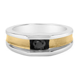 Men's 14K Yellow Gold Plated Sterling Silver 1/2 Cttw Black Diamond Band Ring-0 thumbnail 1