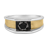 Men's 14K Yellow Gold Plated Sterling Silver 1.0 Cttw Round Black Diamond Band Ring-0 thumbnail 1