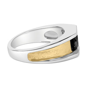 Men's 14K Yellow Gold Plated Sterling Silver 1.0 Cttw Round Black Diamond Band Ring-1