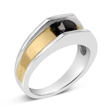 Men's 14K Yellow Gold Plated Sterling Silver 1.0 Cttw Round Black Diamond Band Ring-3 thumbnail 4