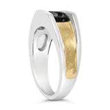 Men's 14K Yellow Gold Plated Sterling Silver 1.0 Cttw Round Black Diamond Band Ring-4 thumbnail 5