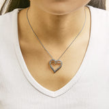 14K Yellow Gold Plated Sterling Silver 1.00 Cttw Diamond Double Heart Pendant Necklace-2 thumbnail 3