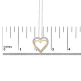 14K Yellow Gold Plated Sterling Silver 1.00 Cttw Diamond Double Heart Pendant Necklace-4 thumbnail 5