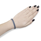 18K White Gold Alternating Diamond and 8.00 Cttw Princess Cut Blue Sapphire Multi Row Bangle Bracelet (G-H Color, VS1-VS2 Clarity) - 7