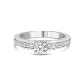 14K White Gold 1/2 Cttw Diamond Solitaire Pave Set Engagement Ring (G-H Color, VS2-SI1 Clarity) - Size 7-1 thumbnail 2